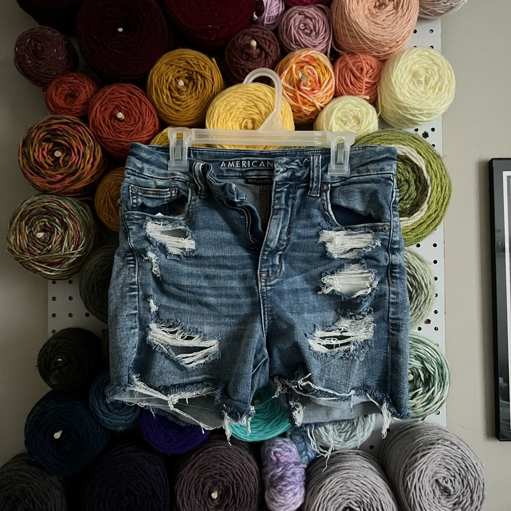 American Eagle Outfitters Ripped Blue Jean Shorts